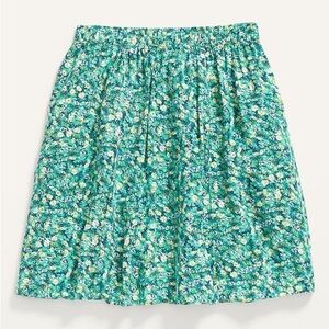 Old Navy Teal Floral A-Line Summer Mini Skirt
